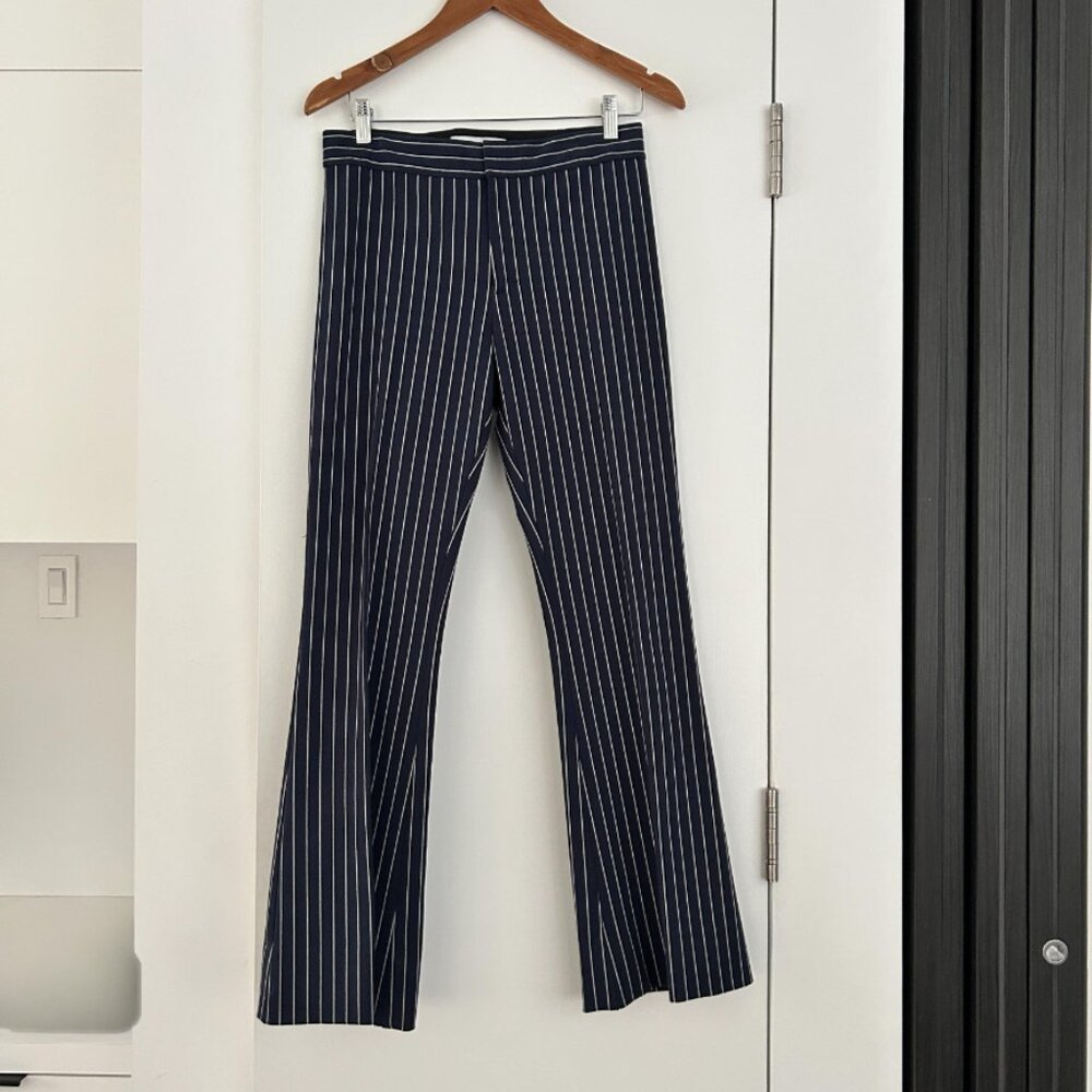 Derek Lam Blue White Pinstripe Pants | Women’s Size 4 | Cotton Stretch Trousers